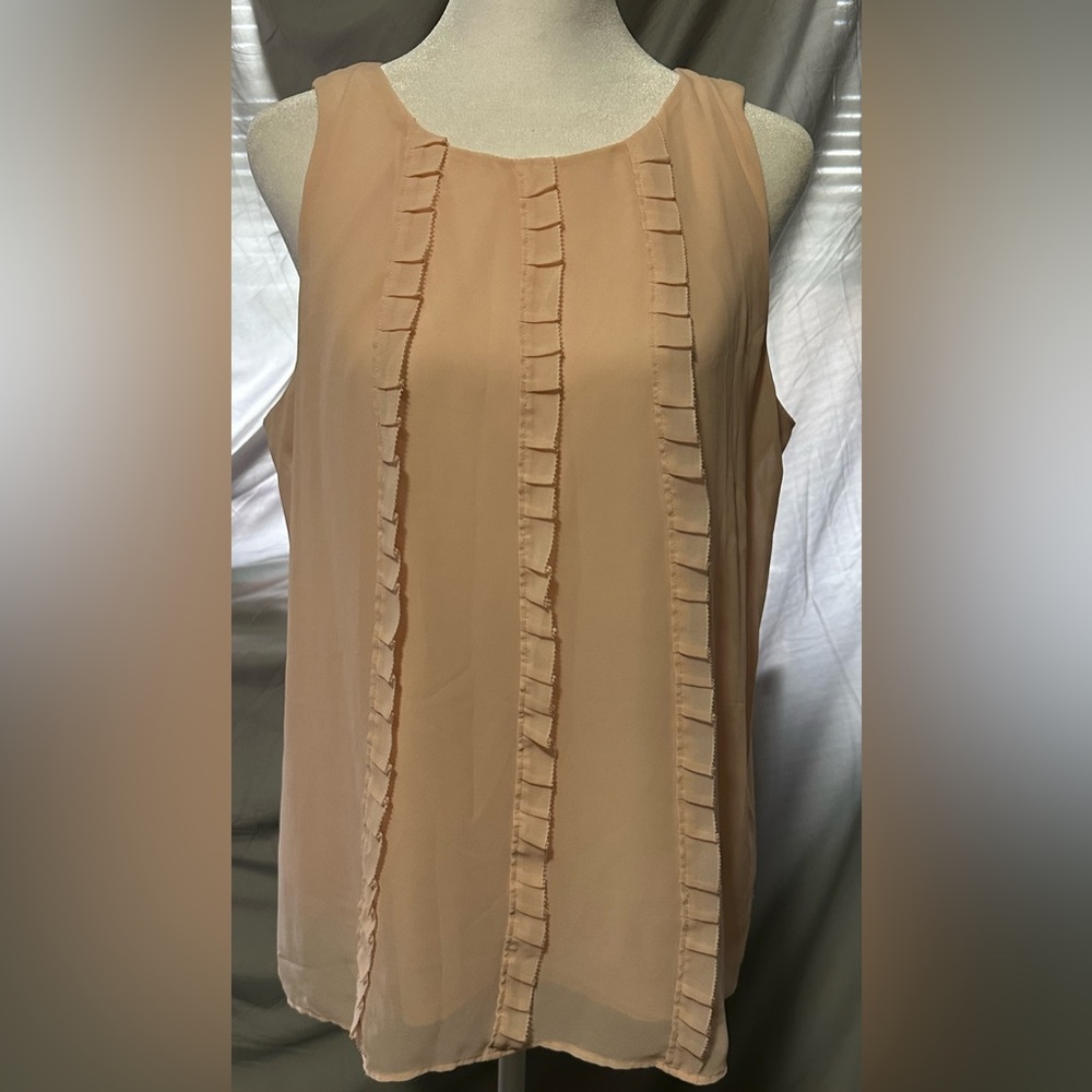 LOFT Ruffle Trim Sleeveless Lined Blouse - Lt Pink